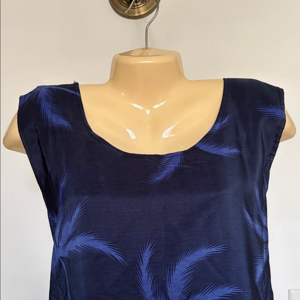 Navy Palm Tree Print Maxi Dress - Picture 2 of 8